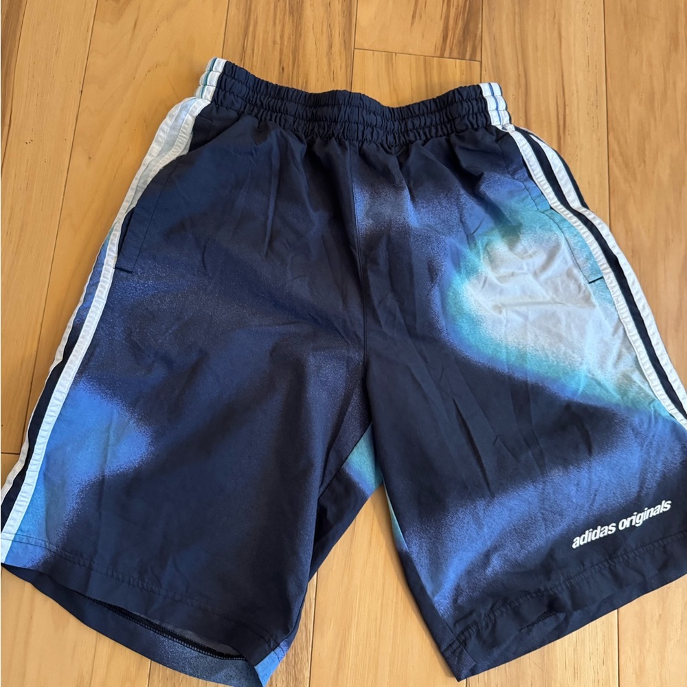 adidas Originals Navy Blue Athletic Shorts with Light Blue Accents
